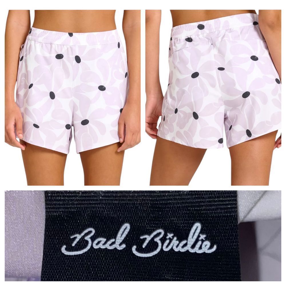 Bad Birdie Women's Floral Athletic Shorts - White and Black